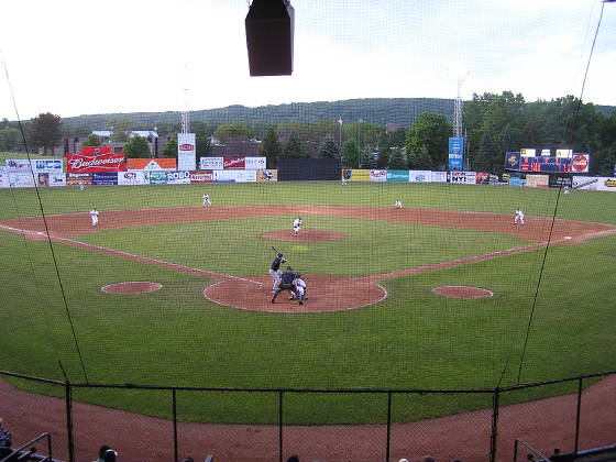 A view of the field from behind Home Plate